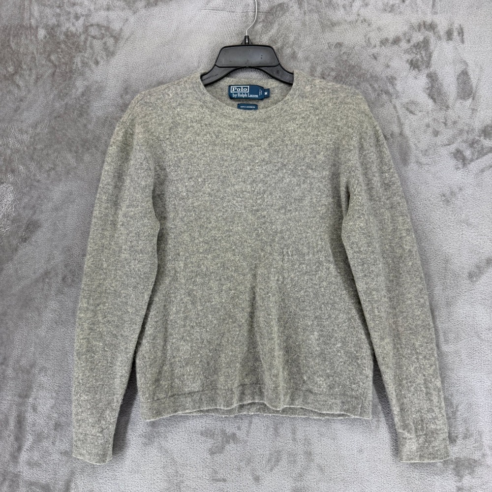 Polo Ralph Lauren Mens 100% Cashmere Crewneck Sweater‎ Grey Heathered Size M